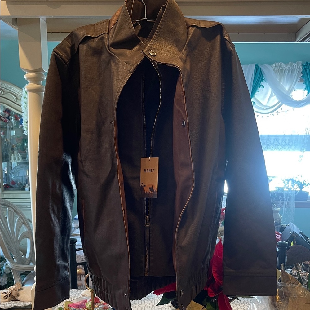 Men's Dark Brown Leather Bomber Jacket